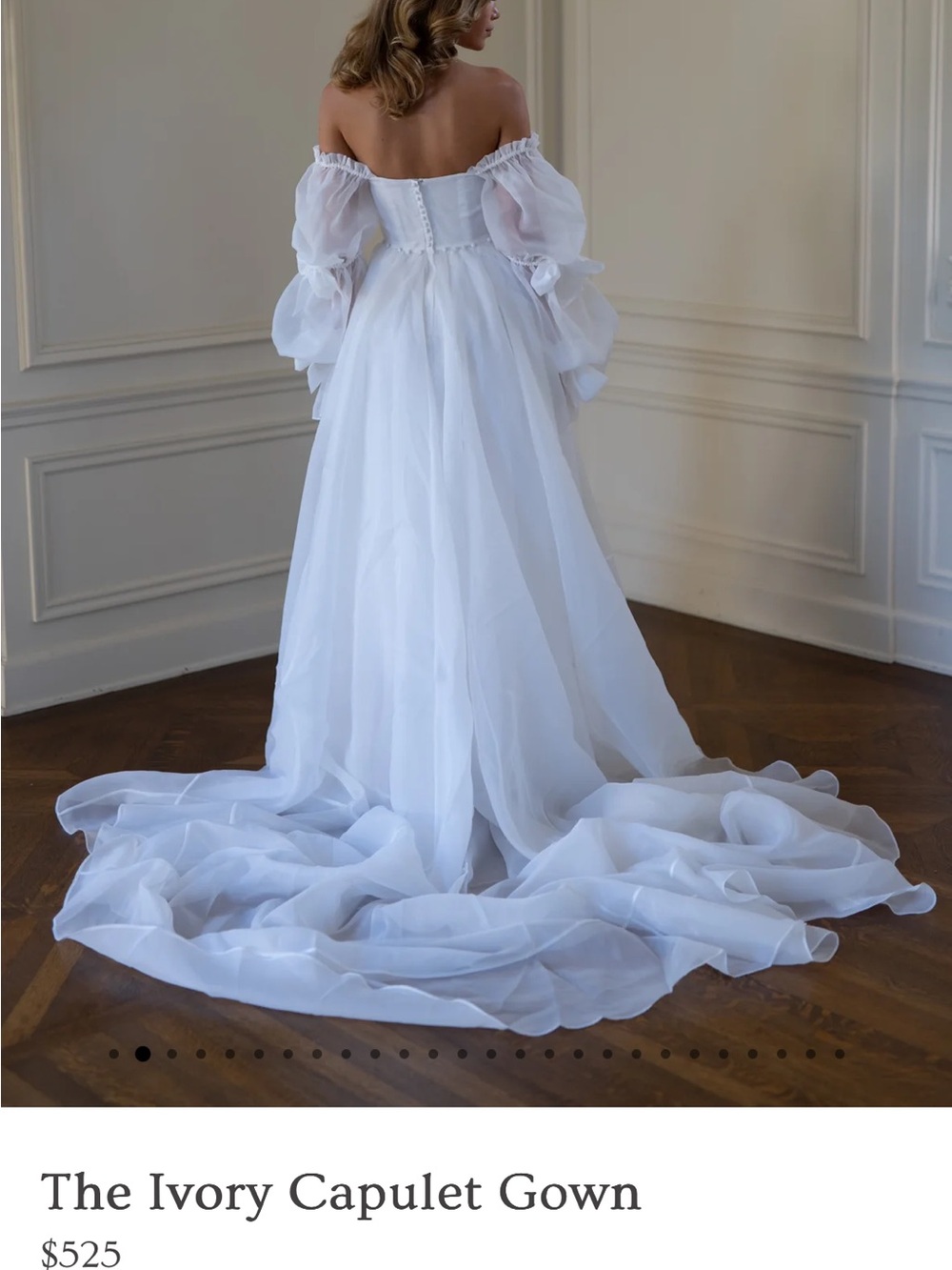 Selkie Ivory Capulet Organza Puff-Sleeve Wedding Gown - Picture 4 of 7